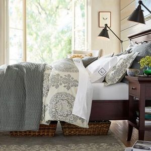 Pottery Barn Gray Flagstone Pick-Stitch Twin Coverlet Quilt Like …